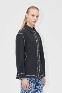Stine Goya Circular Cut Out Adjustable Shirt - Black