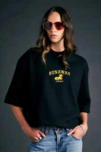 Tees Singlets: Karen Walker Runaway Academy Top - Black/Gold