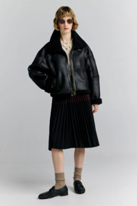 Womens Jackets Nz: Karen Walker Cropped Aviator Jacket - Black/Brown