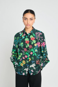Twenty Seven Names: Twenty Seven Names Marigold Shirt - Deep Green Floral