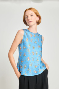 Twenty Seven Names Whoo-sah Top - Blue Satin Floral