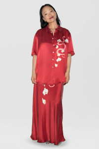 Tops Shirts: Silk Laundry SS Boyfriend Shirt - Year Of The Snake