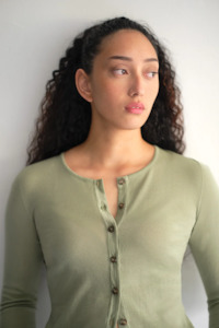Standard Issue Clothing: Standard Issue Merino Crop Crew Cardi - Celadon