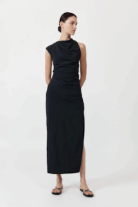 St Agni: St.Agni Asymm Tuck Dress - Black