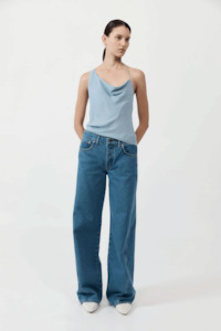 St.Agni Asymm Drape Top - Stone Blue