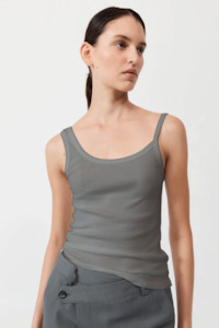 St.Agni Organic Cotton Asymm Tank - Pewter Grey