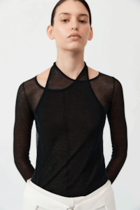 St.Agni Semi Sheer Loop Top - Black