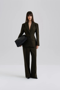 Blazers: Malina Ella Tailored Peplum Blazer - Olive