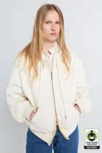 Sweatshirts: Karen Walker Runaway Girl Cropped Oversized Hoodie - Ecru