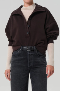Sweatshirts: Citizens Of Humanity Mirelle Funnel Neck - Chocolate