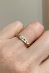 Alexandra Dodds: Alexandra Dodds Gemmy Mountain Signets - 9ct Gold Multi Colour Opal/Emerald/Diamond