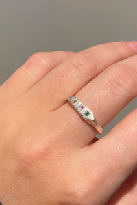 Alexandra Dodds Gemmy Mountain Signets Triple Gem - Silver Multi Colour Sapphires