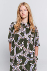 Tops Shirts: Karen Walker Carousel Shirt - Multi Olive