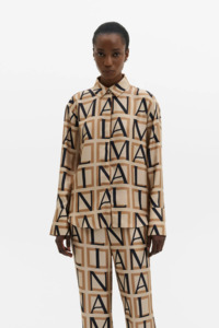 Malina Felicity Silk Shirt - Monogram Camel