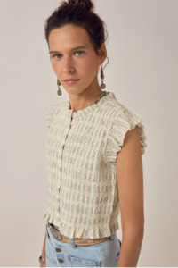 Tops Shirts: Maison Hotel Omaris Sleeveless Blouser - Cloud Thread