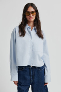 Second Female Joza Cropped Shirt - Light Blue Denim