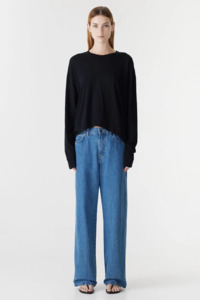 Bassike Curved Hem Heritage L/S T-shirt - Black