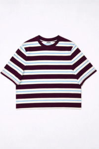 Tees Singlets: Surprise T-shirt Amy - Rayures Aubergine/Bleu Ciel