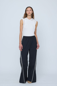 Wynn Hamlyn: Wynn Hamlyn Curved Leg Zip Track Pant - Black/White