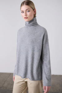 Nz Designer Laing: Laing Mara Funnel Neck - Grey Marle