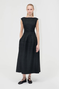 Stine Goya Sleeveless Boatneck Midi Dress - Black