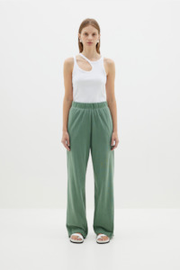 Bassike: Bassike Wide Leg Pigment Dye Pant - Aspen Green