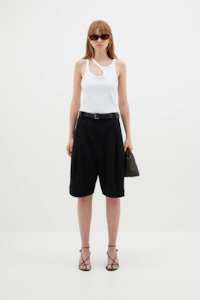 Bassike: Bassike Cut Out Mini Rib Tank - White