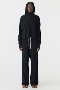 Bassike: Bassike Drapey Terry Raw Edge Sweat - Black