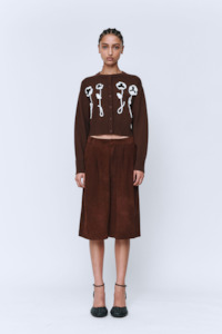 Wynn Hamlyn: Wynn Hamlyn Pansy Flower Cardigan - Chocolate