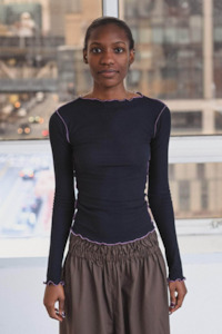 Tees Singlets: Baserange Vein Long Sleeve Tee - Murano Navy