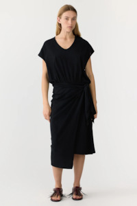 Bassike Wrap V-neck Tank Dress - Black