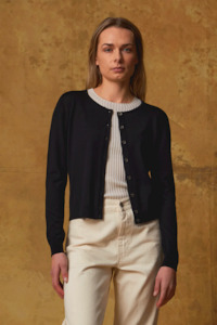 Standard Issue Merino Crop Crew Cardi - Black