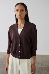 Nz Designer Laing: Laing Merino V-Neck Cardigan - Dark Bordeaux