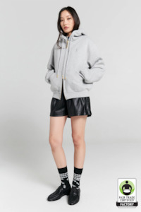 Karen Walker Runaway Girl Cropped Oversized Hoodie - Grey Marle