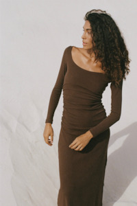 Dominique Healy Leo Longsleeve Dress - Chocolate