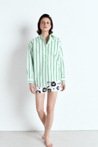 American Vintage Zatybay Shirt - Neon Lagoon Stripes