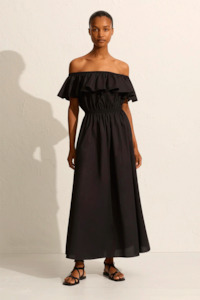 Designer Nz Matteau: Matteau Off the Shoulder Ruffle Dress - Black