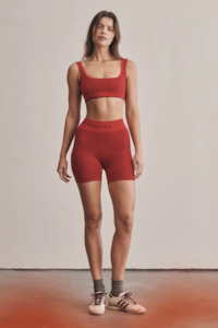 Nagnata Houndstooth Wool Mini Short - Crimson