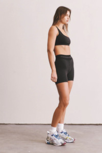 Nagnata Houndstooth Wool Mini Short - Black