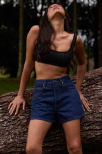 Nagnata Houndstooth Wool Bralet - Black