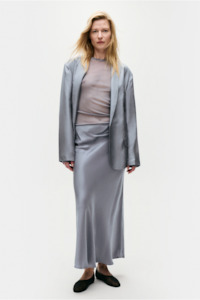 Silk Laundry Long Bias Cut Skirt - Storm