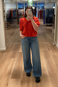 Rixo Quince Top - Pansy Embroidery Poppy