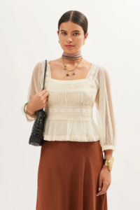 Designer Rixo: Rixo Tyla Top - Vintage Cream