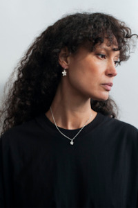 Camille Paloma Walton Little Flower Earrings - Silver With Gems