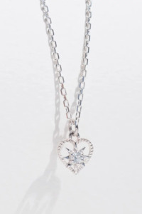 Zoe & Morgan Kind Heart Necklace - Silver/White Zircon
