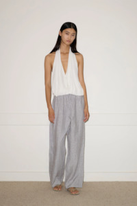 Deiji Studios Double Waist Linen Pant - Haze Blue