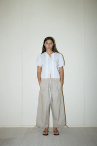 Deiji Studios Drawcord Wide Leg Pant - Cream