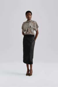 Malina Otilia Draped Half Polo Top - Moire