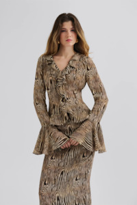 Malina Suzie Sheer Frill Blouse - Moire