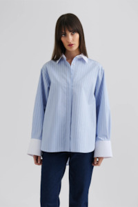 Malina: Malina Classic Poplin Shirt - Light Blue Stripe
